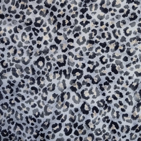 Papier peint leopard gris et bleu acier