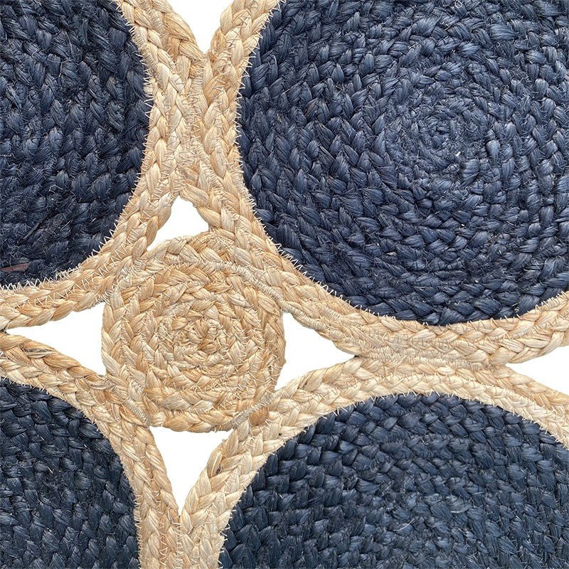 Black round pattern jute rug