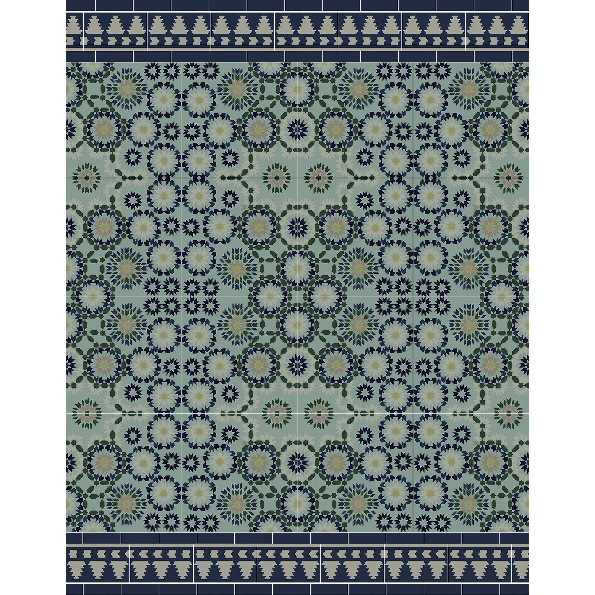 Tanger blue green vinyl rug