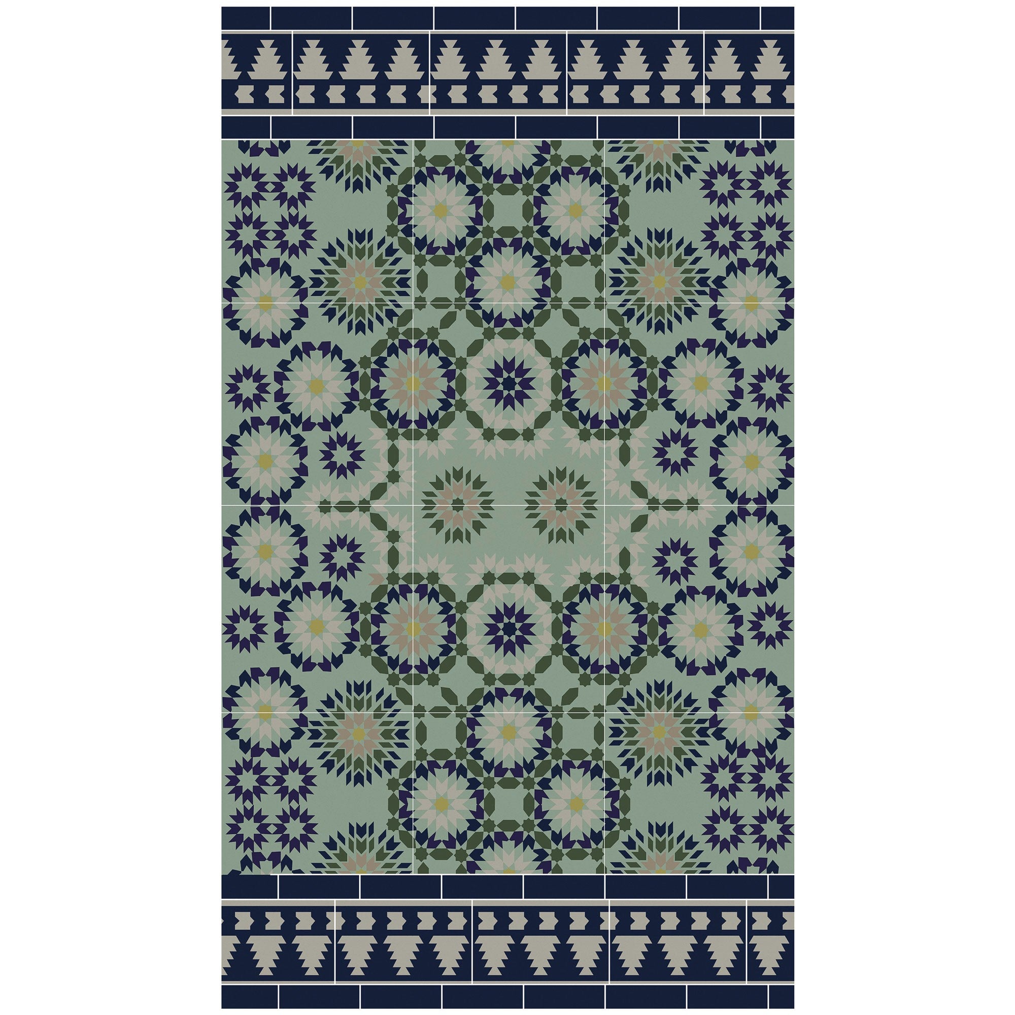 Tanger blue green vinyl rug
