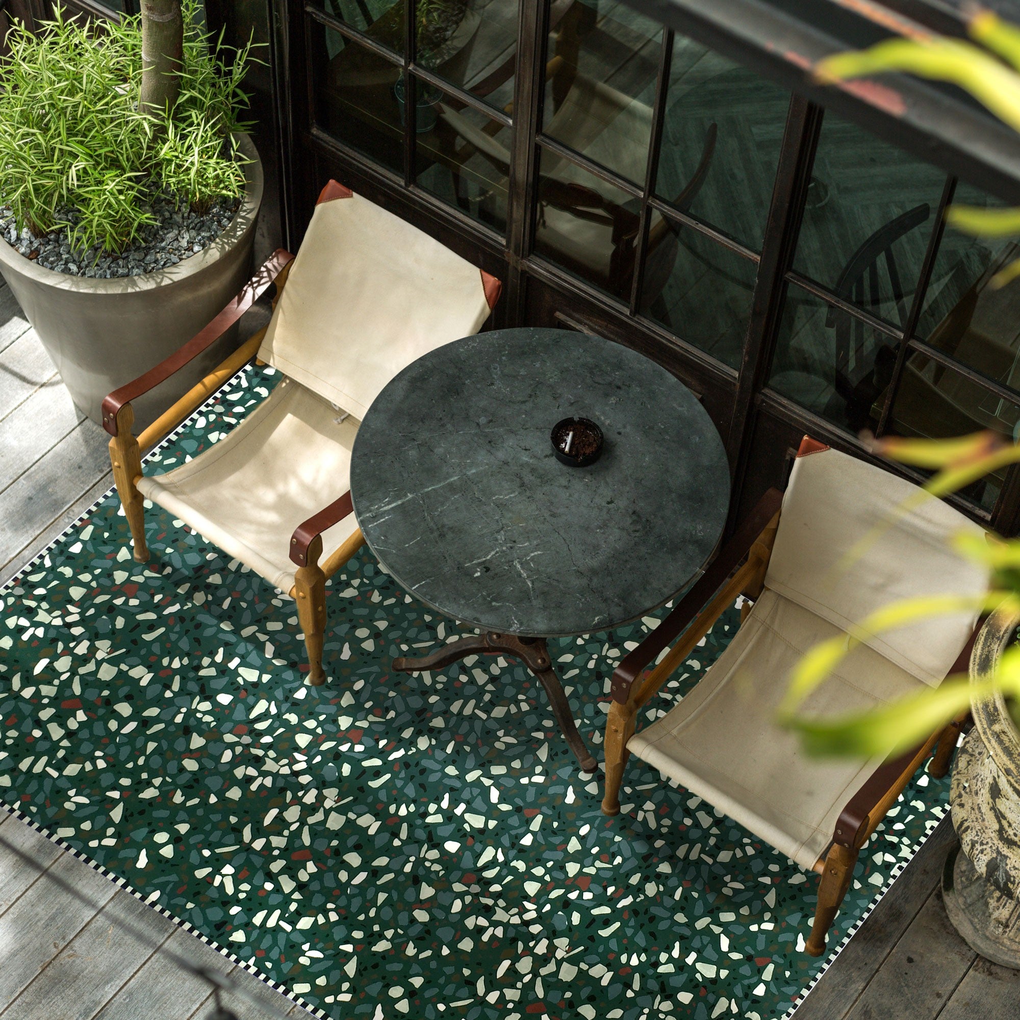 Terrazzo green vinyl rug