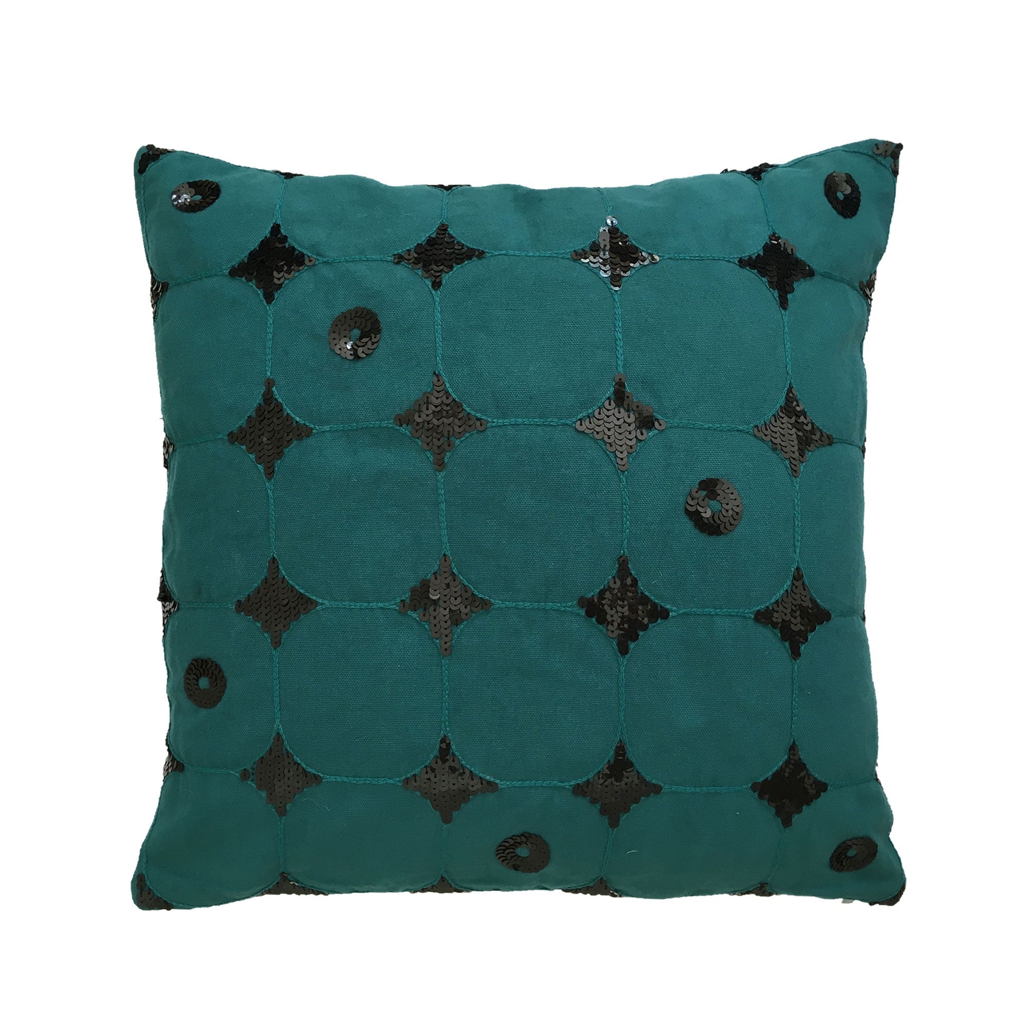 Cushion Cover Losanges en sequins bleu/green
