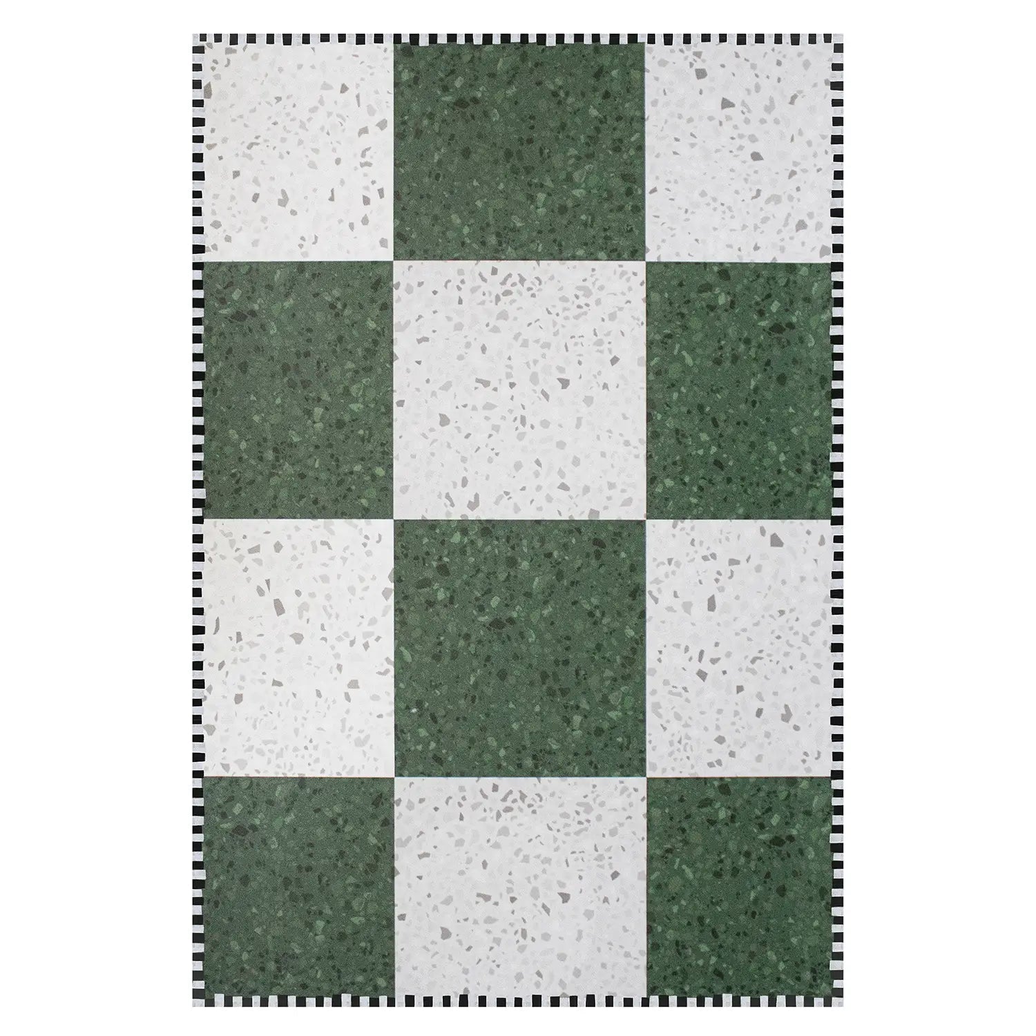 Green Checkered Vinyl Rug