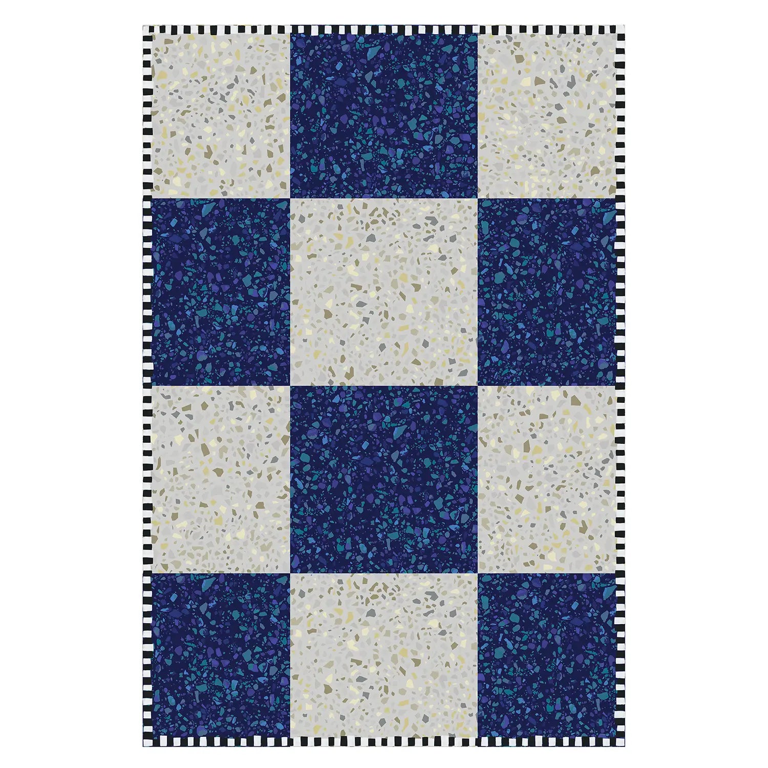 Blue Checkered Vinyl Rug