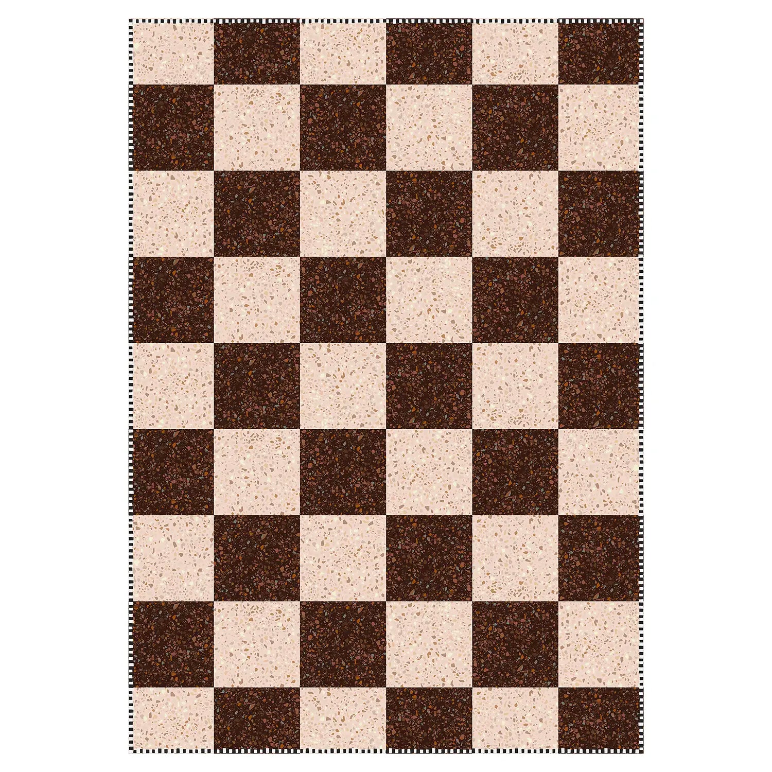 Tapis vinyle Damier beige et marron