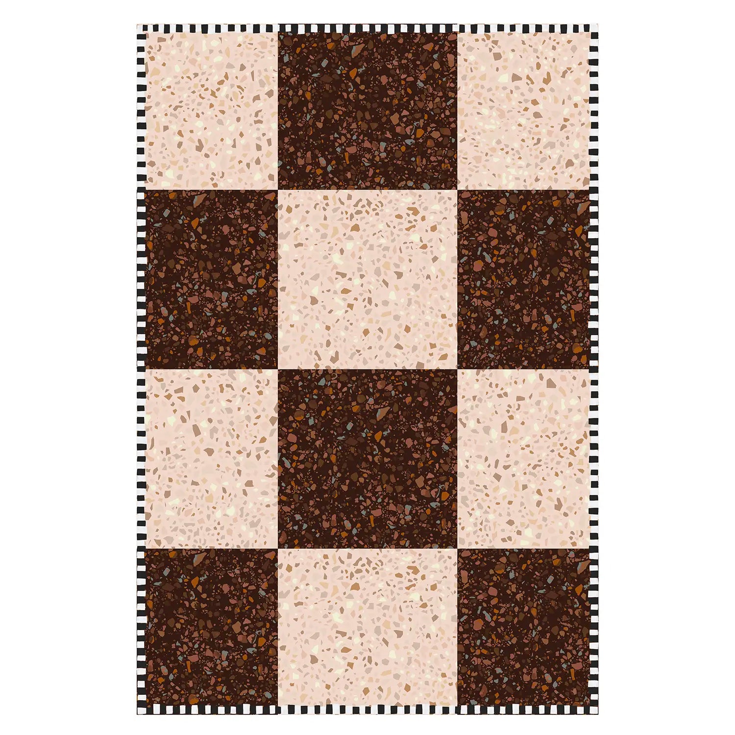 Tapis vinyle Damier beige et marron